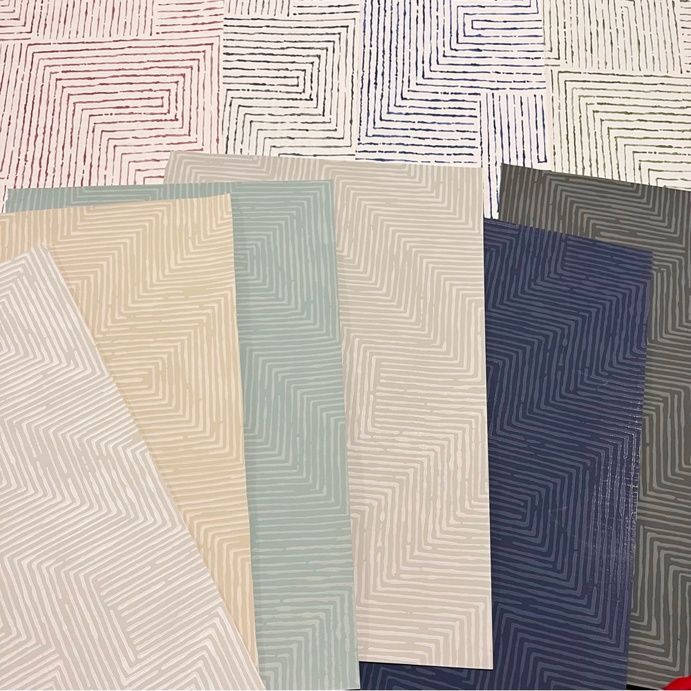 10 Large Multicolor Geometric Pattern/Design Textured Wallpaper Sample Sheets - Picture 3 of 6
